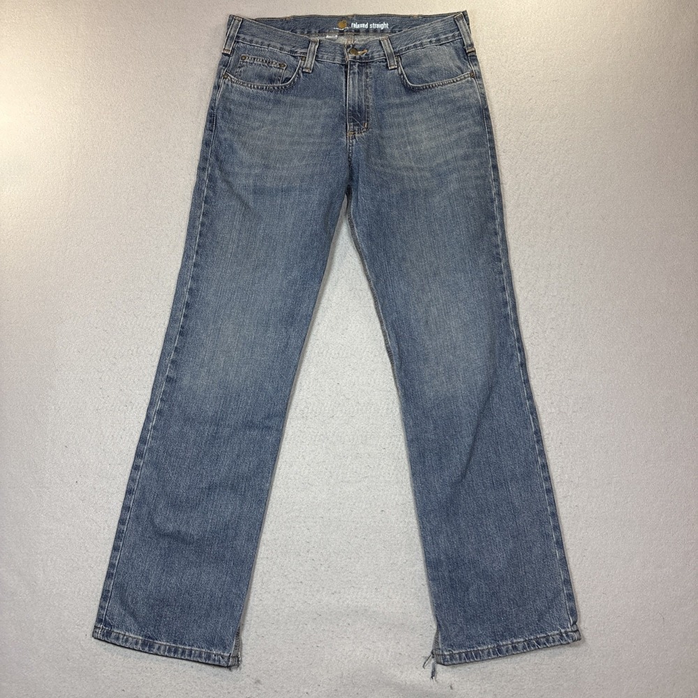 Carhartt Relaxed Fit Straight Jeans Black Cotton Denim 5-Pocket Men's 34X34